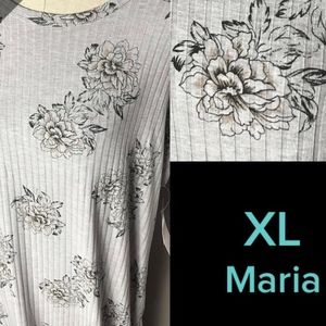 NWT LuLaRoe XL Maria Grey Ribbed Floral